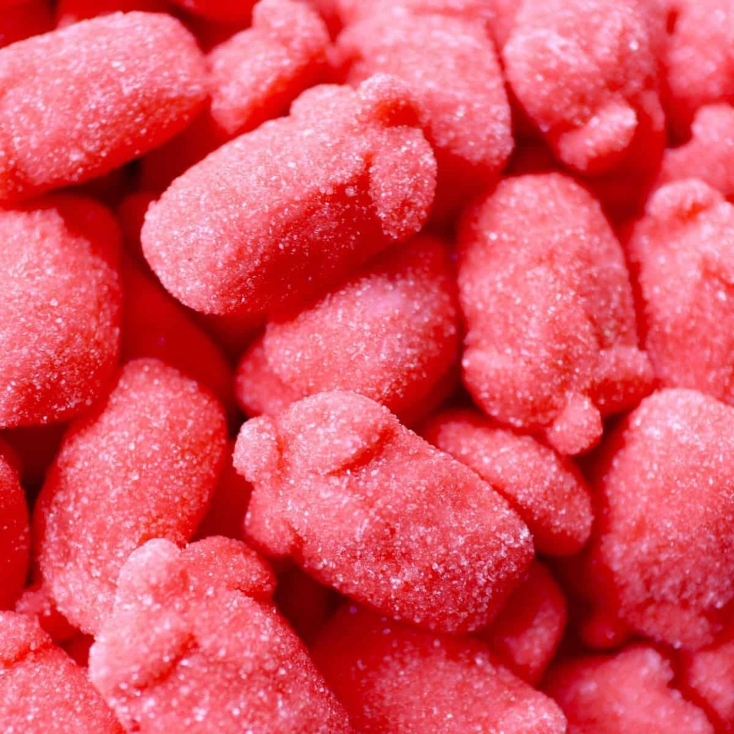 close-up of foam strawberry sweets