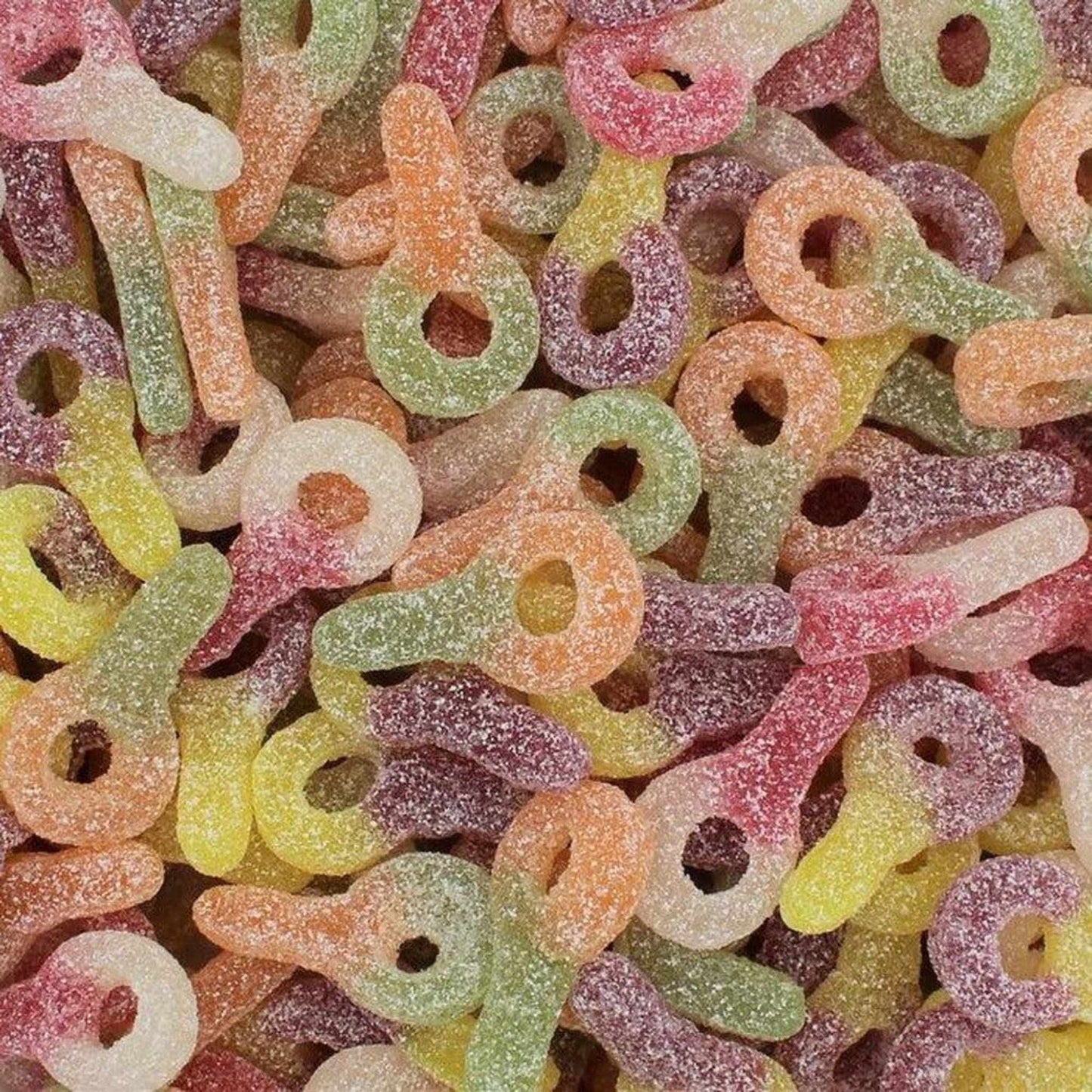 Assorted colourful gummy candy dummies