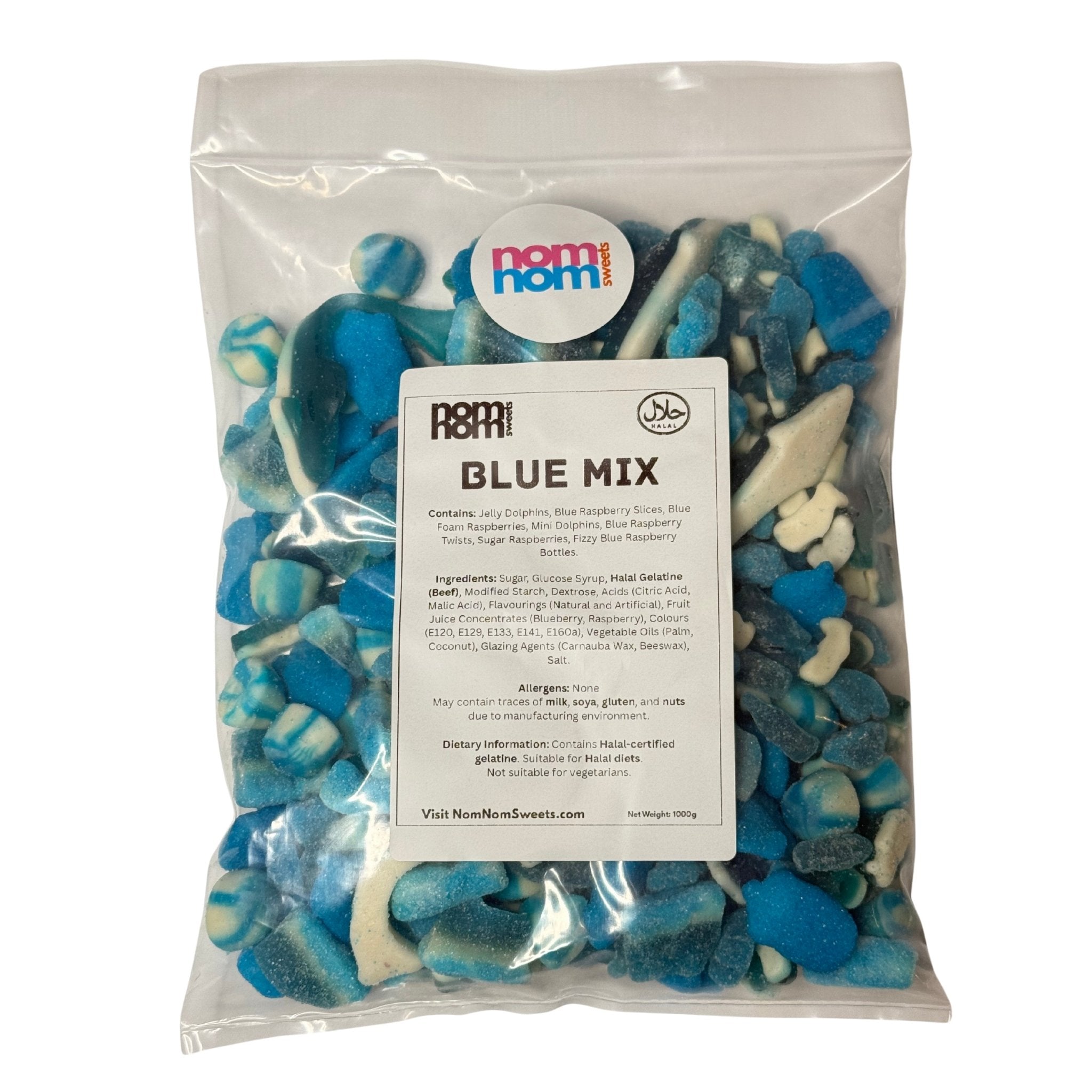 Blue Mix 1kg Sweet Bag – Blue raspberry and jelly sweets by NomNom Sweets