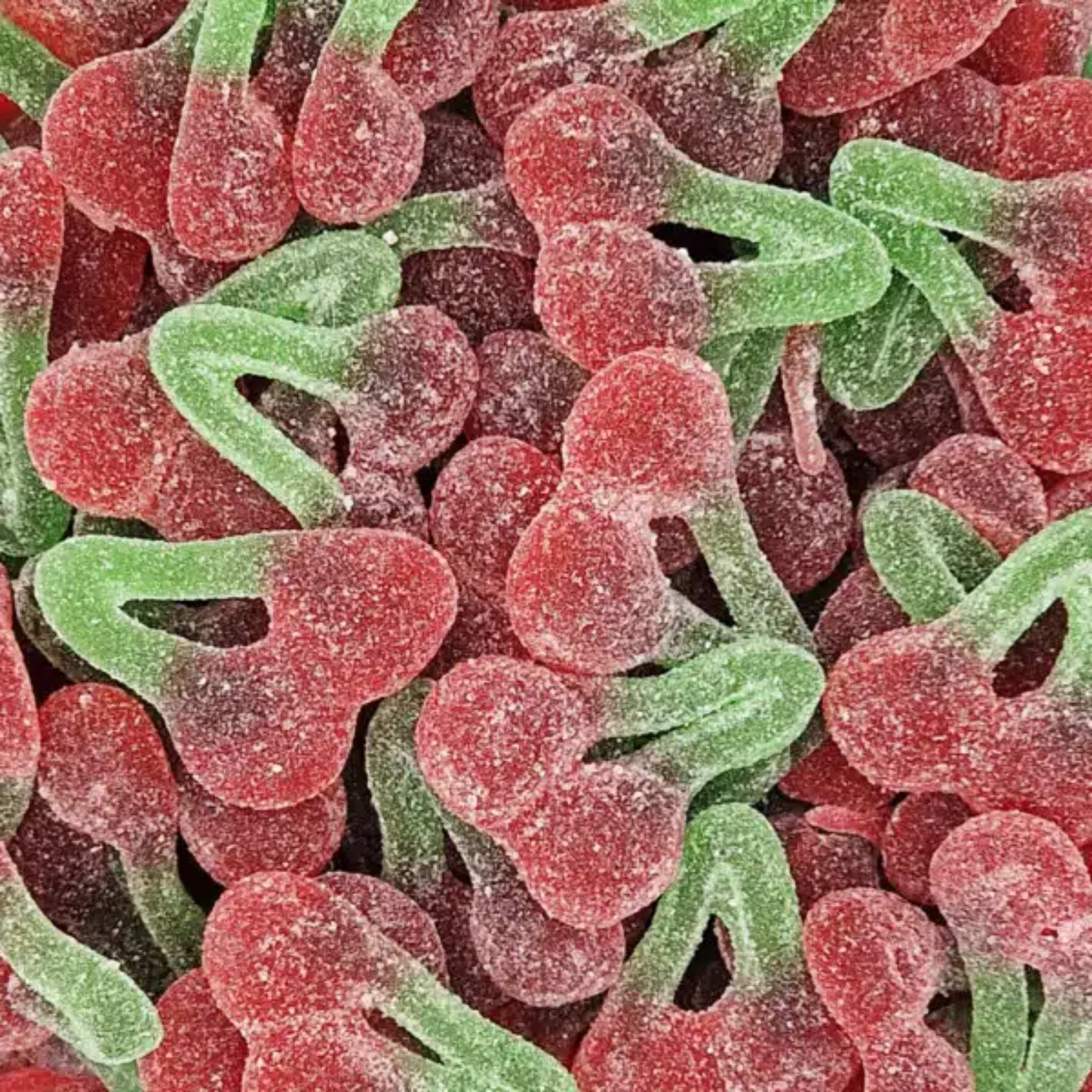 Close-up of sour twin cherries